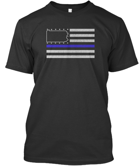 Pennsylvania Thin Blue Line Police State Black T-Shirt Front