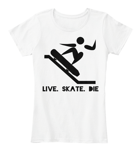 Live Skate Die White Maglietta Front