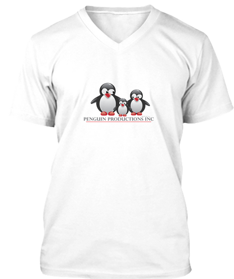 Penguin Productions Inc White T-Shirt Front