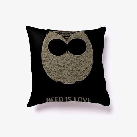 Owl Pillow   Owl You Need Is Love Black T-Shirt Front