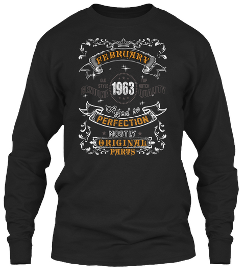 1963  February Aged To Perfection Black T-Shirt Front