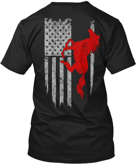 American Horse Riding Flag Shirt Black T-Shirt Back