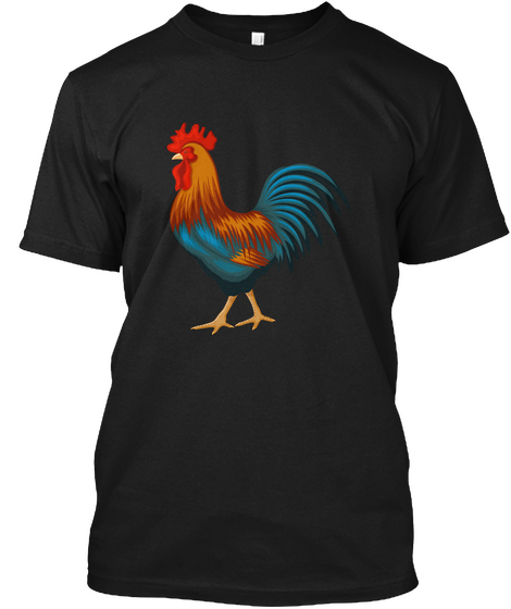 Colorful Rooster In Paper Cut Style Black Camiseta Front