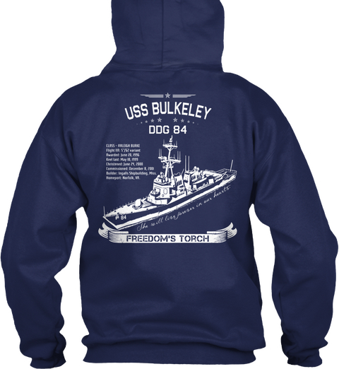 Uss Bulkeley Ddg 84 Freedom's Torch Navy Camiseta Back