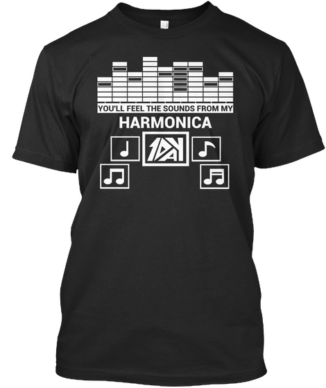 1 Day Music : Harmonica Black Camiseta Front