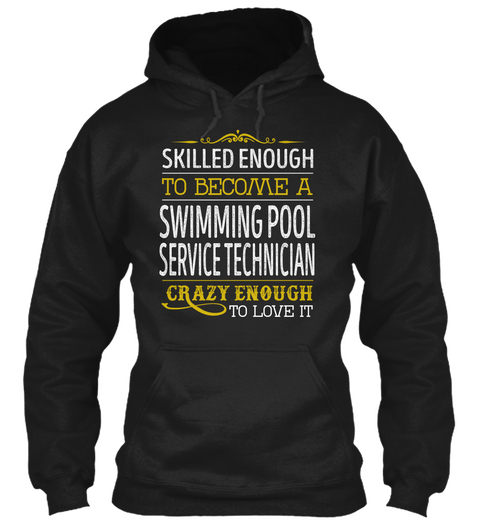 Swimming Pool Service Technician Black T-Shirt Front