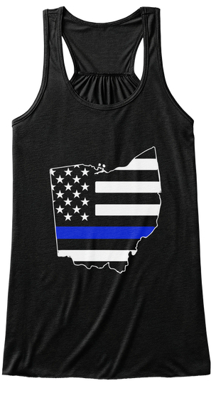Ohio Thin Blue Line Womens Tank Tops Black T-Shirt Front