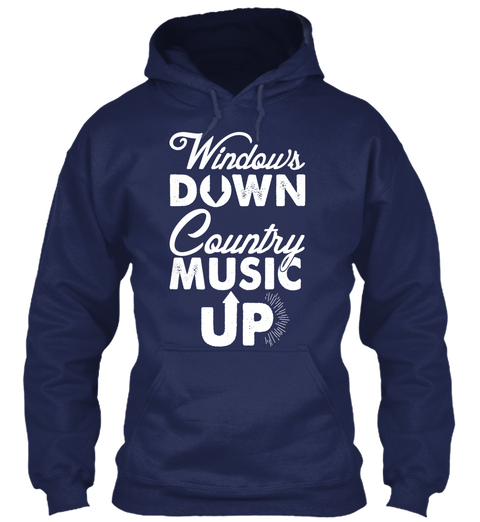 Windows Down Country Music Up Navy Camiseta Front