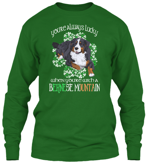 Saint Patrick With A Bernese Mountain Irish Green T-Shirt Front