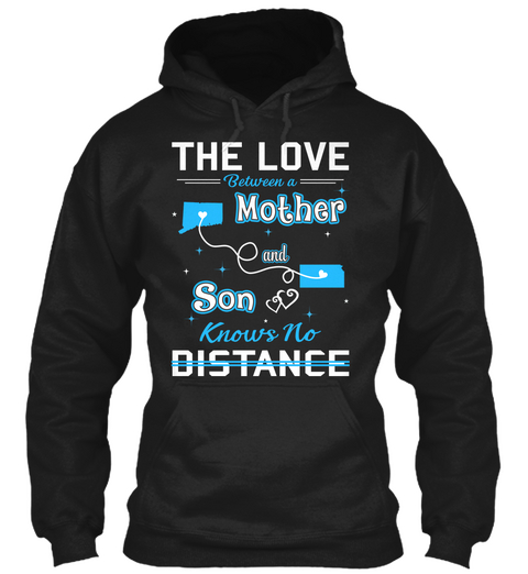 The Love Between A Mother And Son Knows No Distance. Connecticut  Kansas Black Camiseta Front