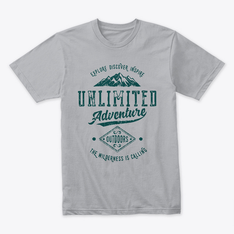 Unlimited Adventure | Outdoors | Camping Heather Grey T-Shirt Front