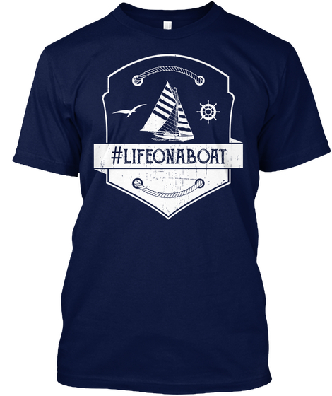 #Lifeonaboat Sailor Shirt Navy T-Shirt Front