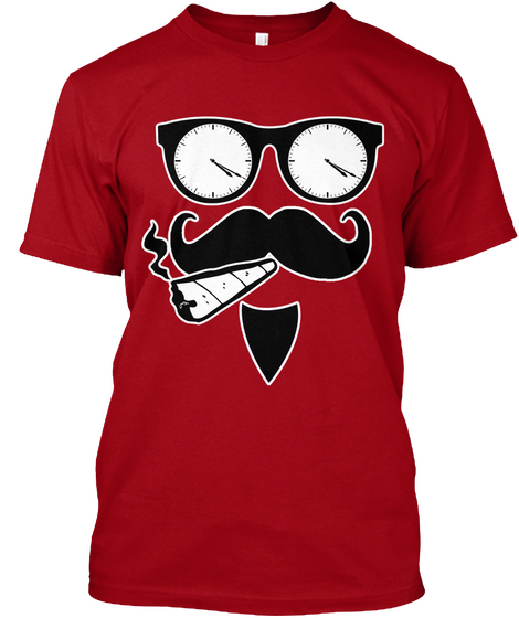420 Stache Smoker! Deep Red T-Shirt Front