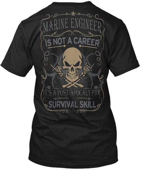 Marine Engineer Black T-Shirt Back