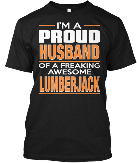 Husband Lumberjack Black T-Shirt Front