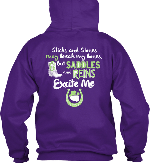 Horse Lover's Shirt   Saddles And Reins Purple Kaos Back