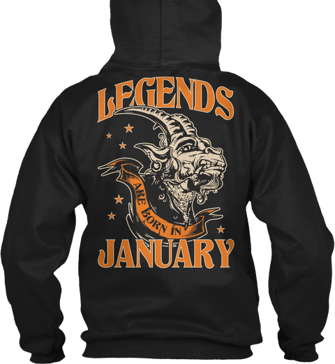 Legends Are Born In January Black T-Shirt Back