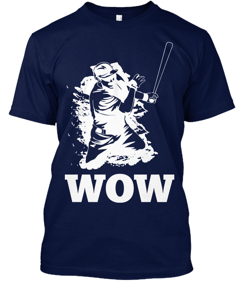Wow Navy T-Shirt Front