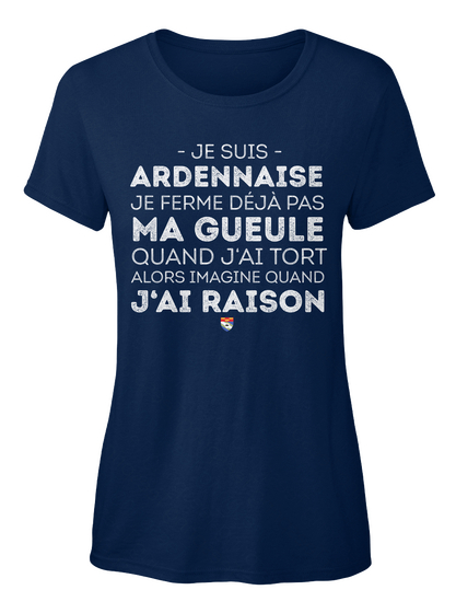 Je Suis Ardennaise.  Navy T-Shirt Front