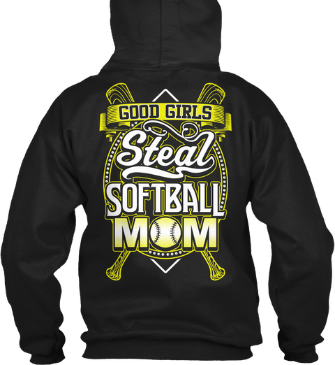 Good Girl Seal Softball Mom Black T-Shirt Back