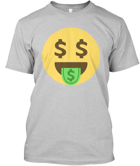 Money Mouth Face Emoji T Shirt Light Steel T-Shirt Front