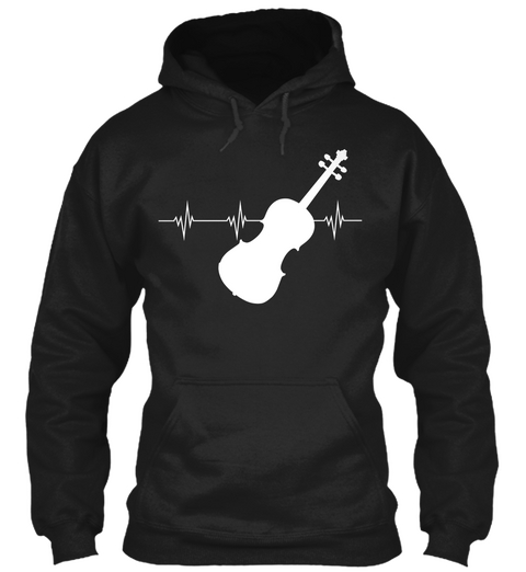 Violin Heartbeat Black T-Shirt Front