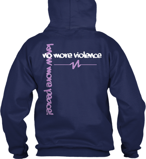 No More Violence Know More People Navy Maglietta Back