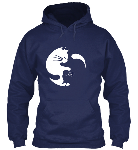 Yin Yang Cat Navy Kaos Front