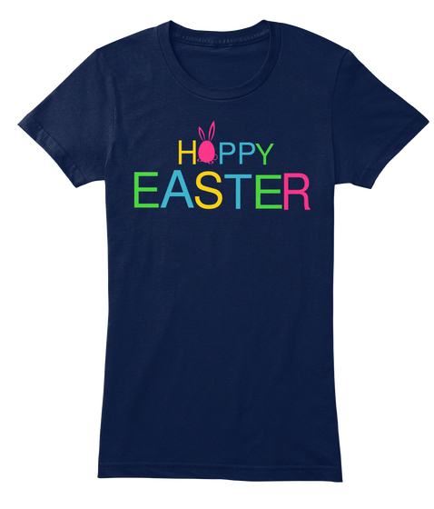 Happy Easter Navy T-Shirt Front