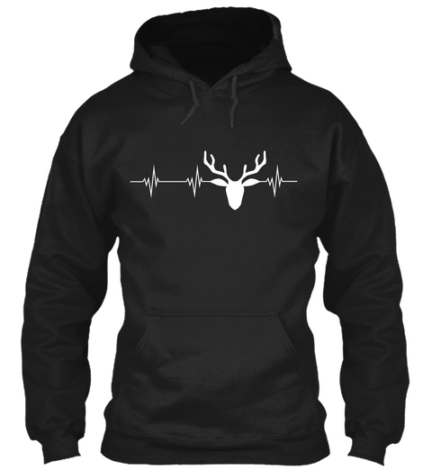 Deer Hunting Heartbeat Black Maglietta Front