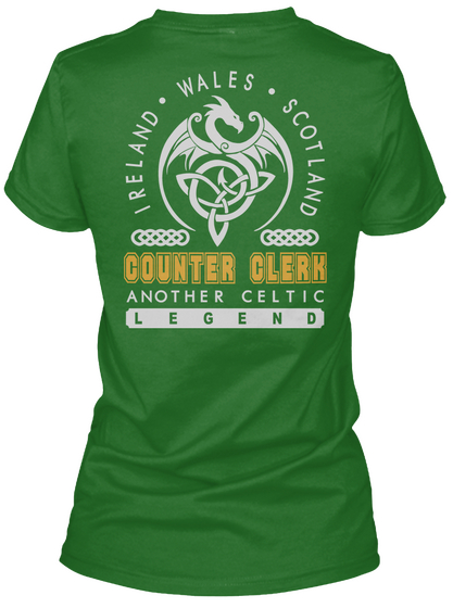 Counter Clerk Legend Patrick's Day T Shirts Irish Green Kaos Back