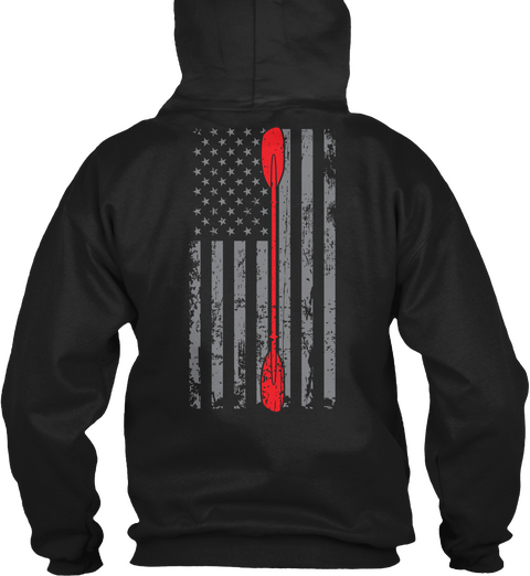 Patriotic Kayaker Design Black T-Shirt Back