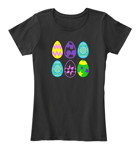 Happy Easter Shirts Eggs Tanktop Black T-Shirt Front