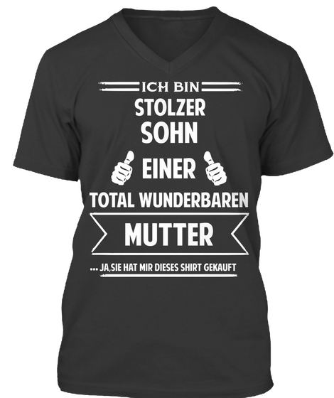  Sohn Einer Total Wunderbaren Mutter Black T-Shirt Front