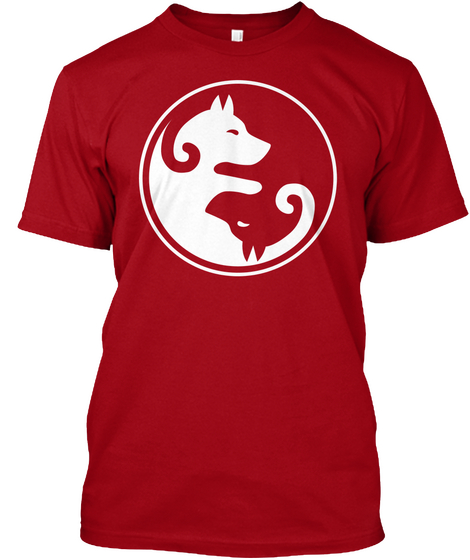 Yin Yang Dog  Deep Red T-Shirt Front