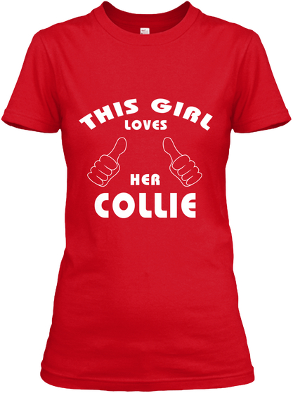 Border Collie Red T-Shirt Front