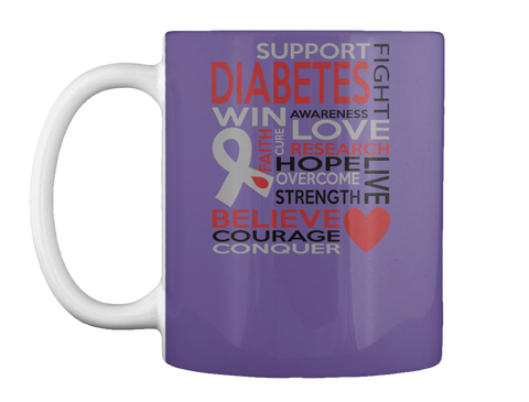 Support Diabetes Win Awareness Fight Faith Cure Love Research Hope Overcome Strength Live Believe Courage Conquer Purple áo T-Shirt Front
