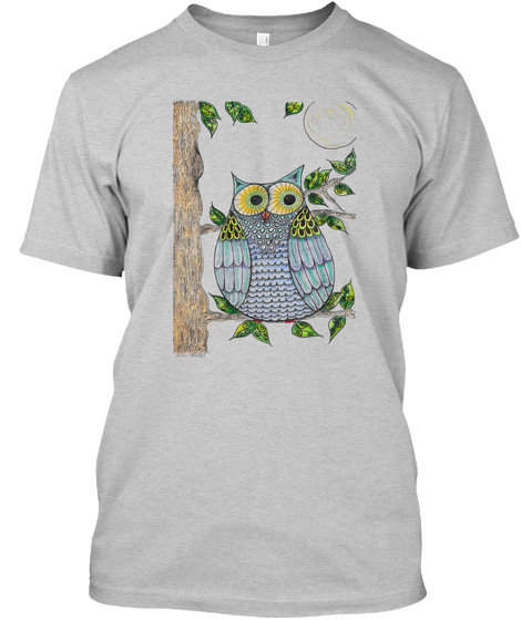 Zentangle Owl Light Steel áo T-Shirt Front