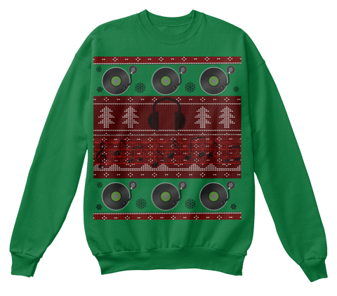 Ugly Christmas Sweater For Dj's Kelly Green  Kaos Front
