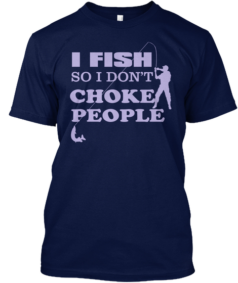 I Fish T Shirt Navy Kaos Front