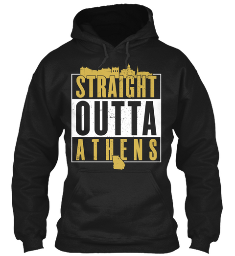 Straight Outta Athens Black T-Shirt Front