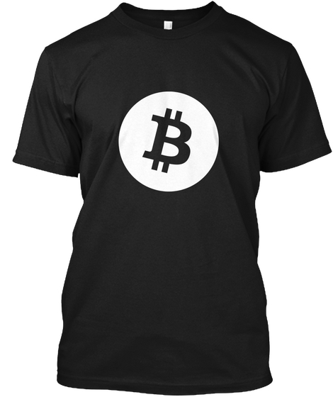 Bitcoin Logo In White Black T-Shirt Front