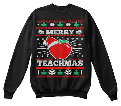 Merry  Teachmas Black T-Shirt Front