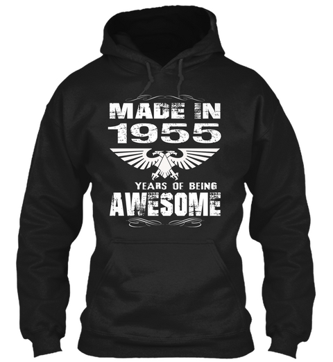 Birth Year 1955 Born In 1955 Black T-Shirt Front