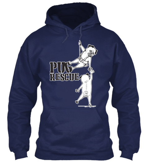 Pug Rescue  Navy T-Shirt Front