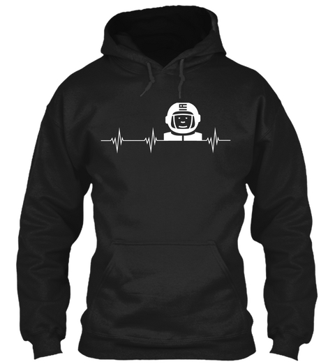 Astronaut Heartbeat Black T-Shirt Front