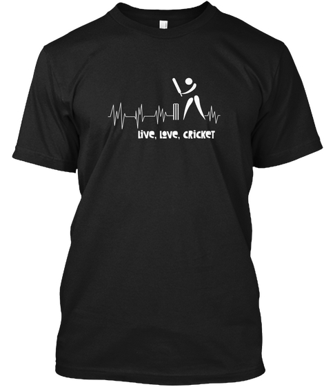 Heartbeat Cricket Black T-Shirt Front