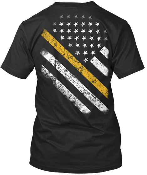 Yellow Line Flag Black T-Shirt Back