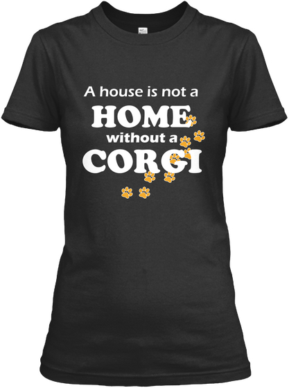 Corgi Dog Shirt Black T-Shirt Front