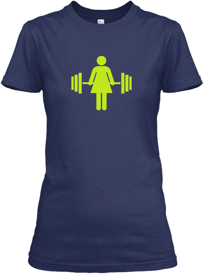 Girls Who Lift Tribute Tee In Nvy Neo Grn Navy T-Shirt Front